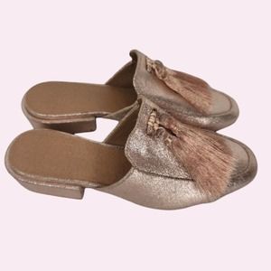 Bettye Muller Nordstrom Sequined Pink Tassle Mules Size 6